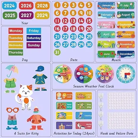 My Daily Calendar For Kids Early Childhood Learning Activities Felt Board Preschool Calendar For Home