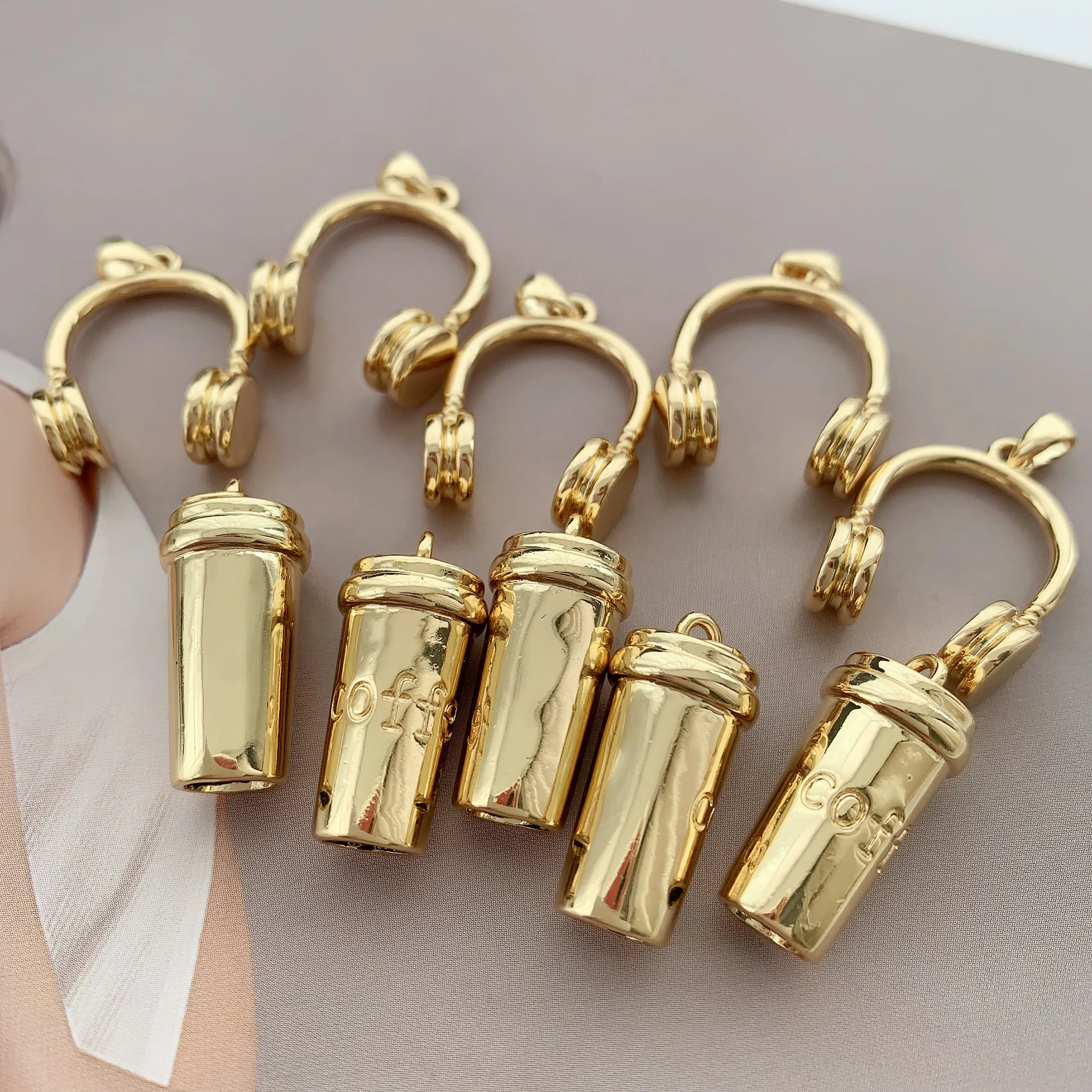LS-L3694 Beautiful earpiece charm & pendant solid coffee cup charms men jewelry accessories gold charms