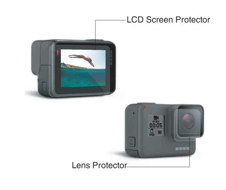 
Tempered Glass Lens + LCD Screen Protector For GoPro Hero 7 6 5 Hero7 Hero6 Hero5 Black Camera Protective Film 