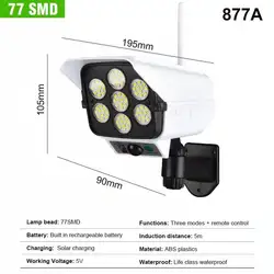 Wholesale price Security dummy cctv3 Modes 77 SMD 2400 mAh solar decorative wall lights