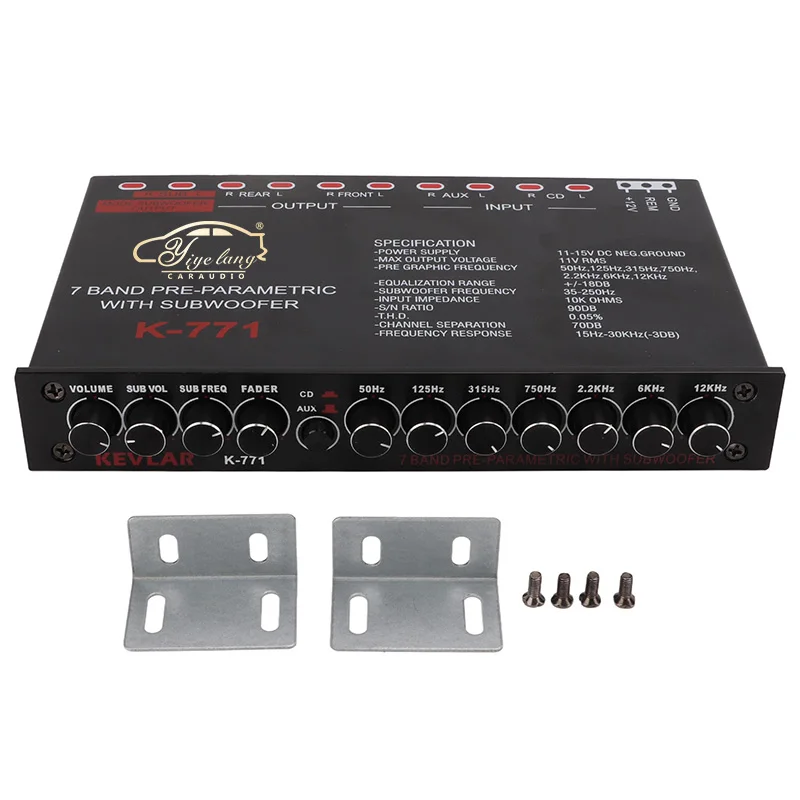 7 Band Car Audio Equalizer High Performance Front Rear and Subwoofer Output Stereo EQ CD/AUX Input Sound Equalizer