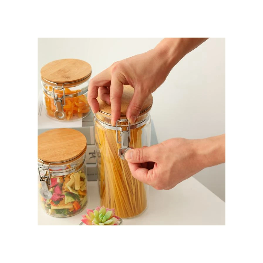 Low Price Glass Jar 500ml Leakproof Kitchen Glass Jars Borosilicate Glass Food Jar with Metal Clip