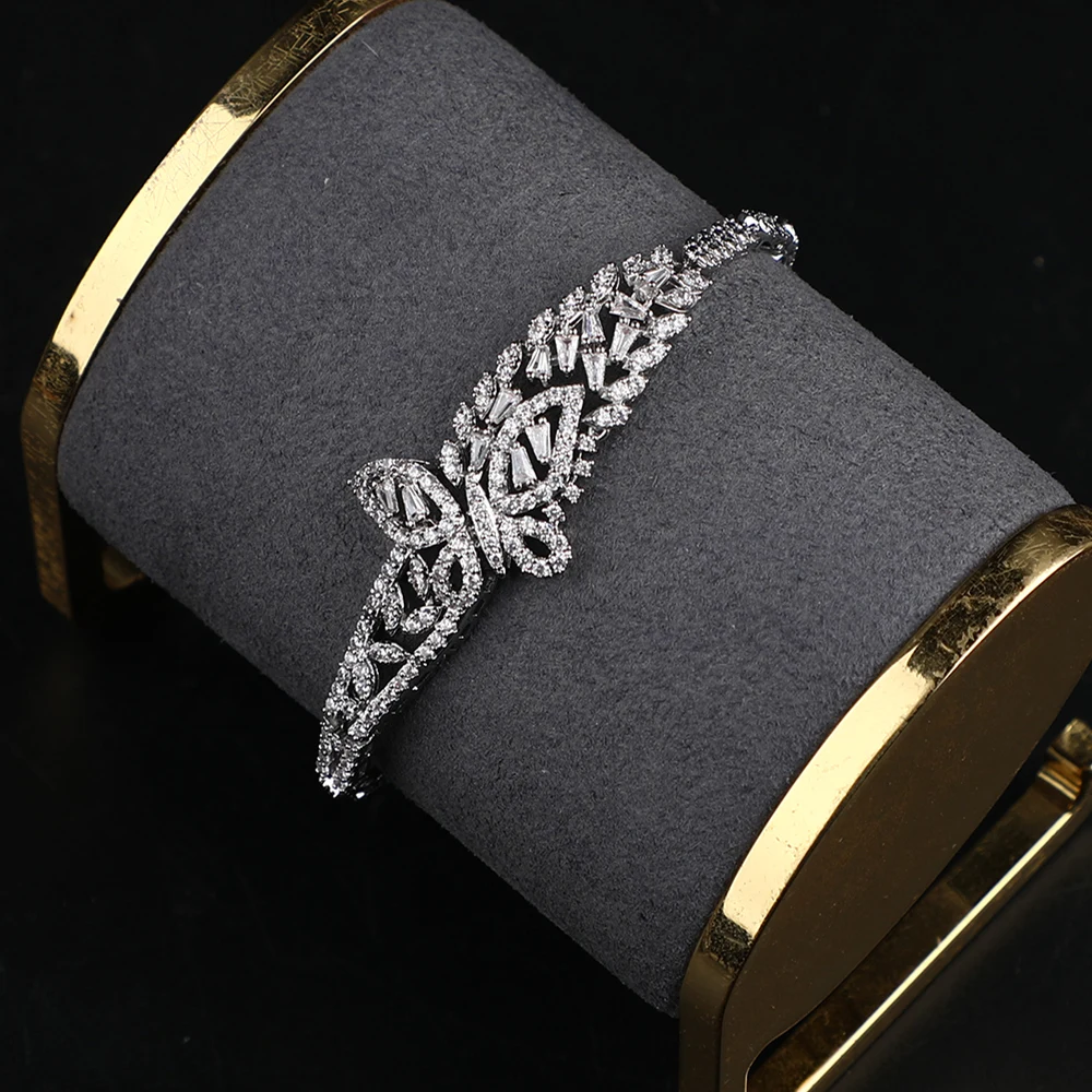 Factory direct sale 24K gold white AAA cubic zircon India Dubai Nigeria jewelry set for bridal