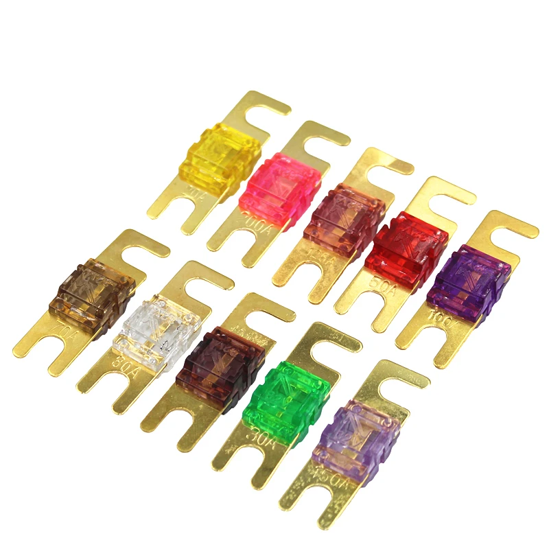ANS Car Fuse 20A 30A 40A 50A 60A 70A 80A 100A 125A 150A 32V Gold Plated Stud Car Fuses Mini Car Stereo Audio AFS Fuse