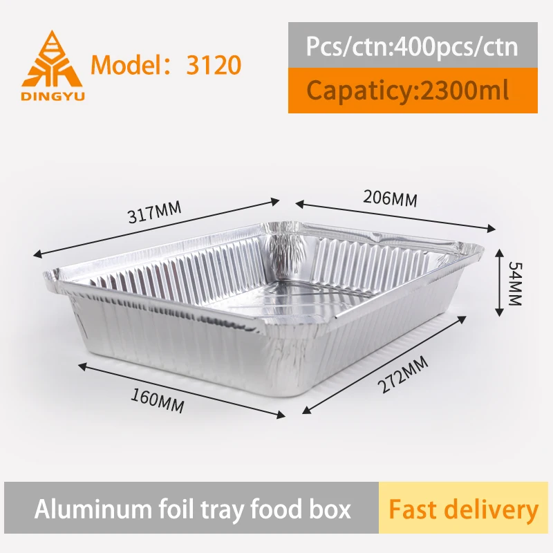 3120 disposable Rectangle Aluminum Foil Food Container With Lid