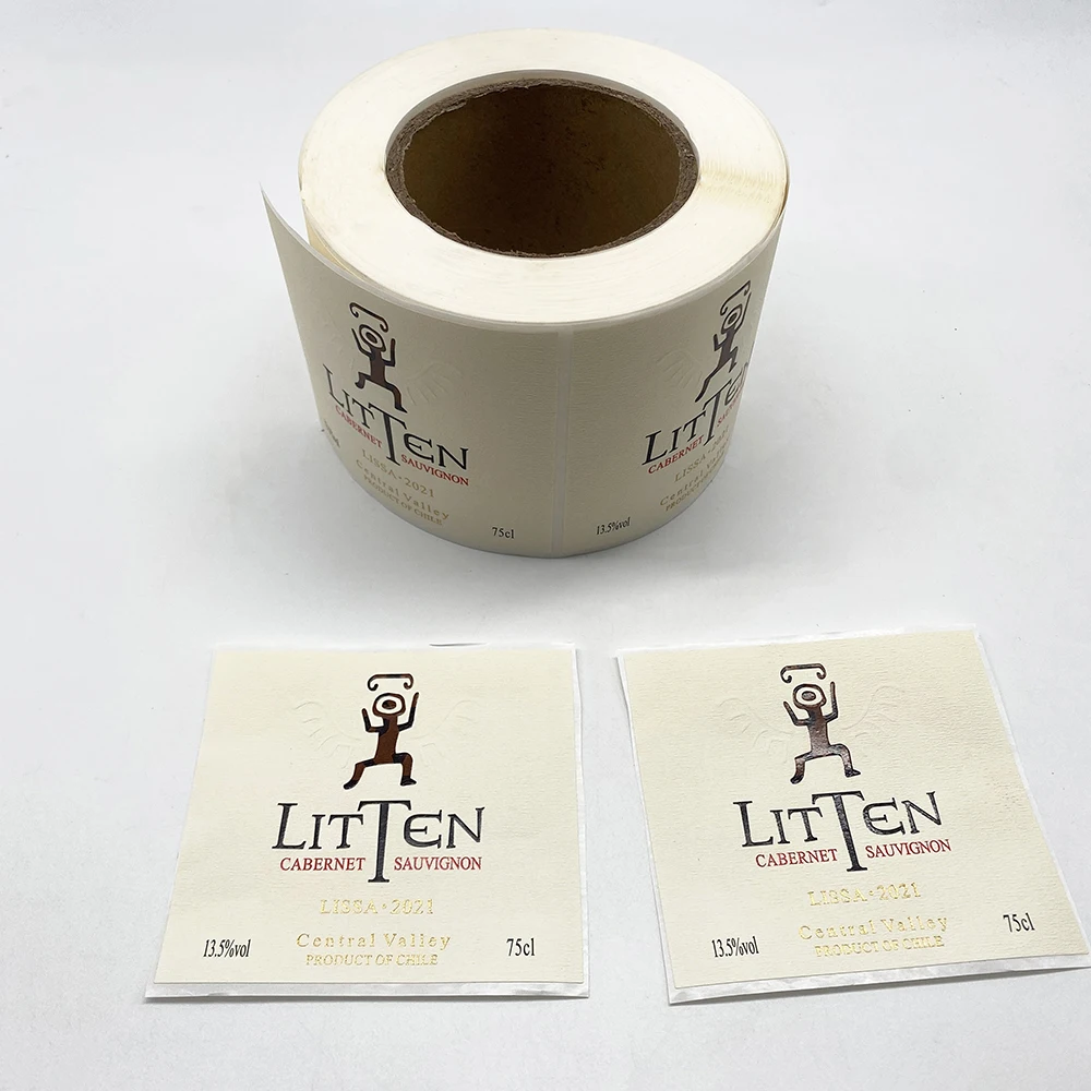 Custom Private Wine Embossed Sticker Print Wine Bottle Labels