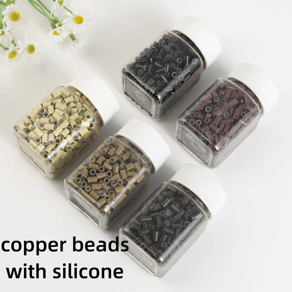 4.0*3.0*6.0mm Copper Silicone lined Micro Link/Tubes/BeadsMicro Rings links links beads for stick I tip hair extensions