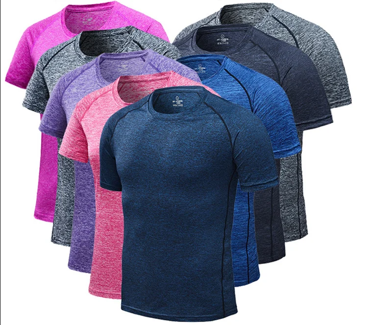 Wholesale cheap custom LOGO print polyester spandex quick dry blank men and women gym t shirt