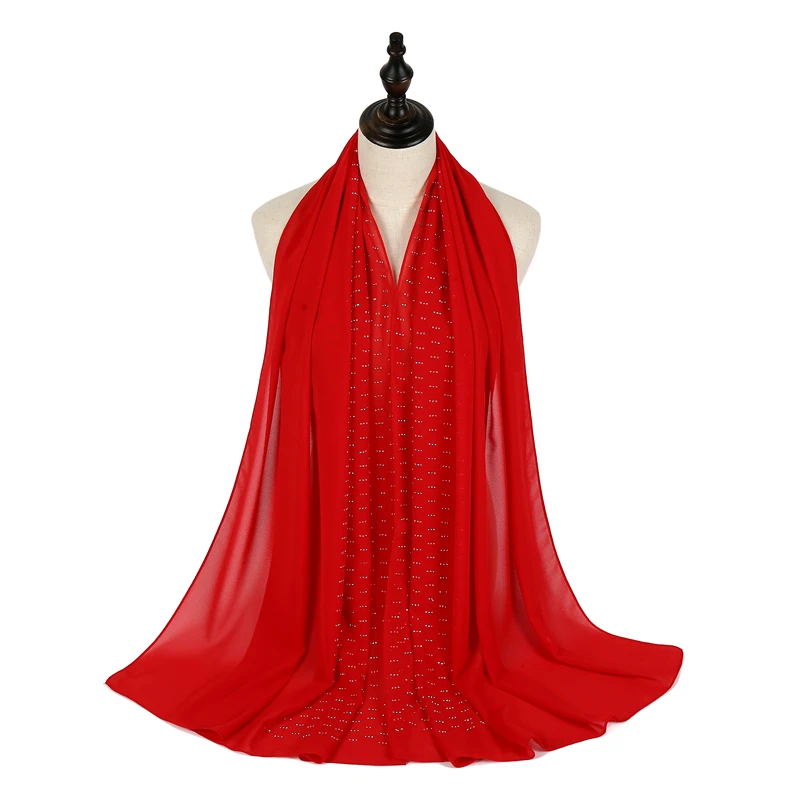 70*180cm summer muslim chiffon hijab scarf beaded headscarf islamic long shawl wrap head scarves foulard femme musulman kopftuch