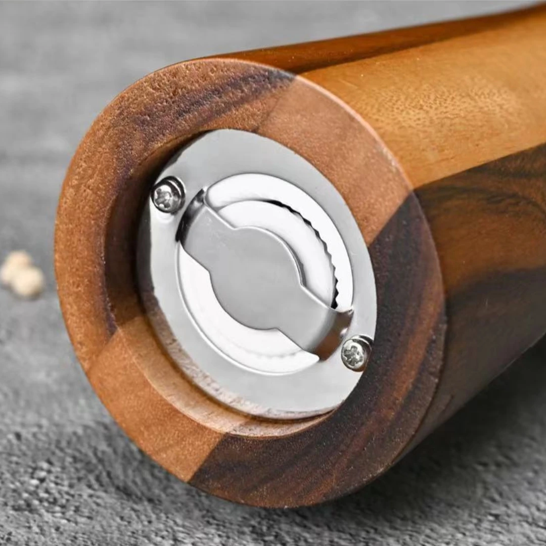 Wooden salt and pepper grinder set refillable crafted of solid acacia wood stainless steel core for Home Kitchen Supplies