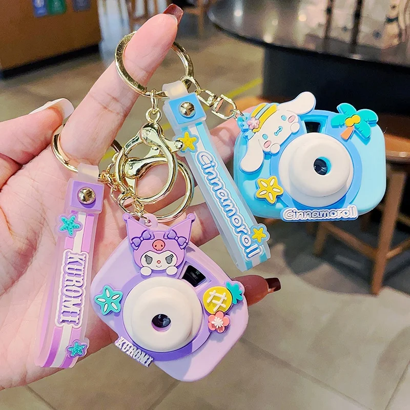 Instagram hit Original cartoon Sanrio Camera mini projector Cute student schoolbag hanging ornament silicone keychain