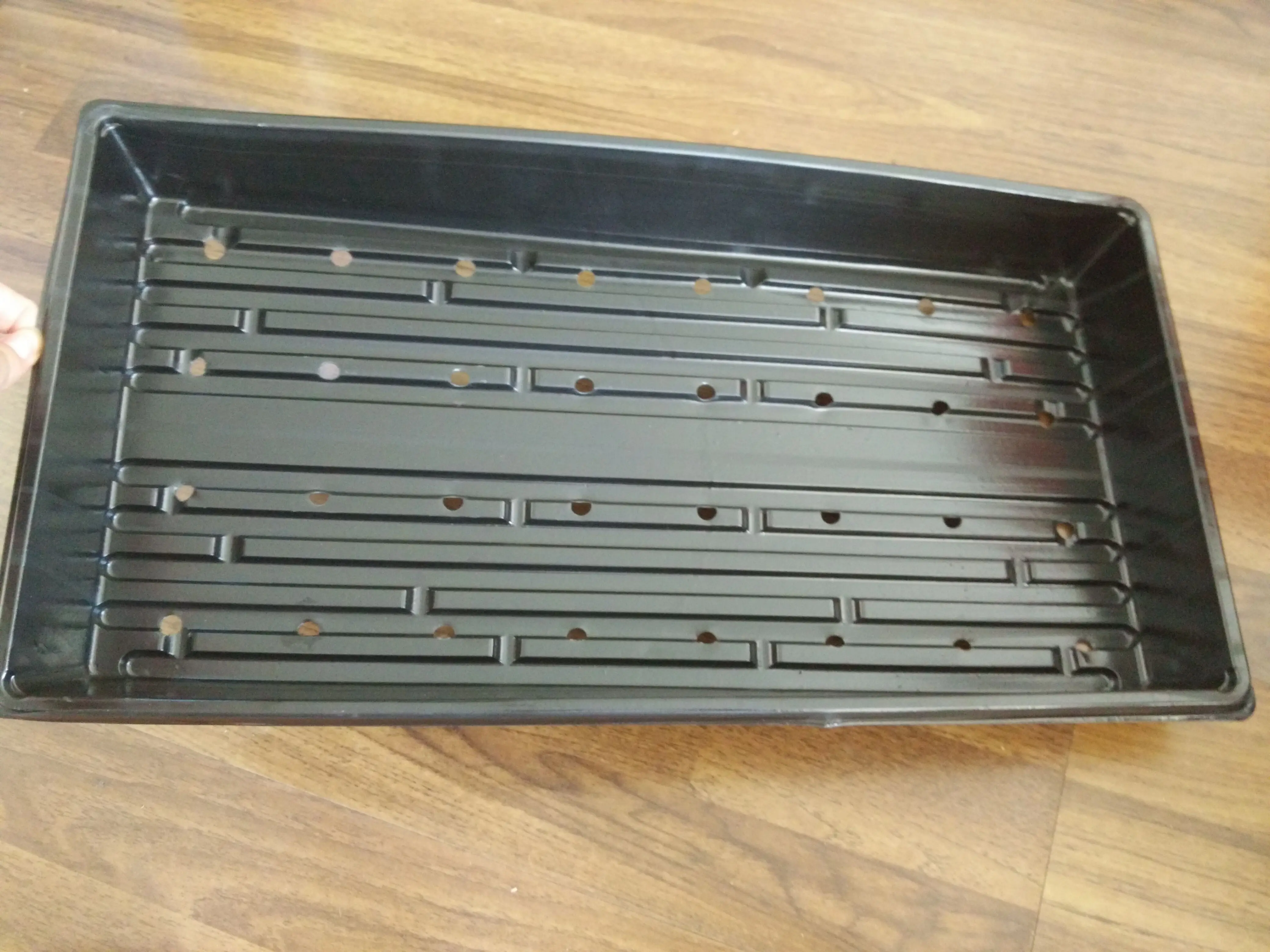 1020 Nursery Seed Growing Tray for garden seeds, Microgreens. Plastic Black Flat Seedling Planting Tray