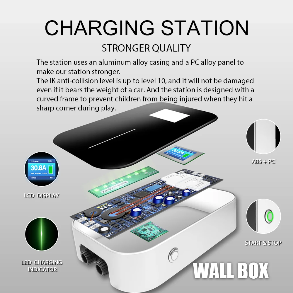 
32A 1Phase EVSE Wallbox Charging Station electric with Type 1 Cable 