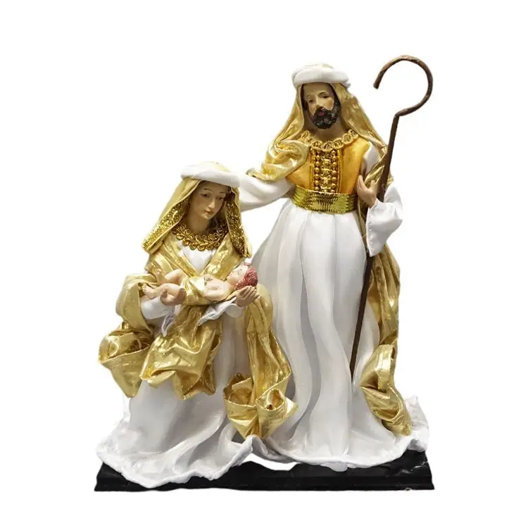 Luxury Home Kitchen Christmas Gift Display 3 Piece Nativity Set Religious Figure Resin Statue Decor
