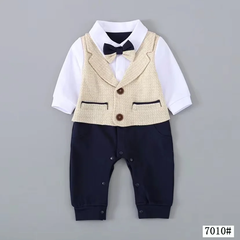 0-18M Long sleeve romper Baby Boys Jumpsuit Toddler Suit Infant Cotton Formal Outfit
