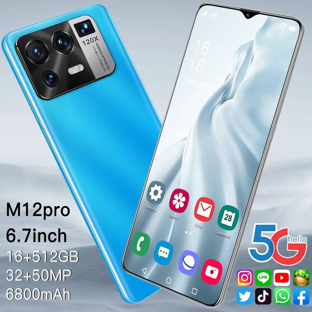 Global version Smartphone High quality M12 Pro Mobile Phones 4G 5G Network 512GB Original Unlocked Android Phone Android 11