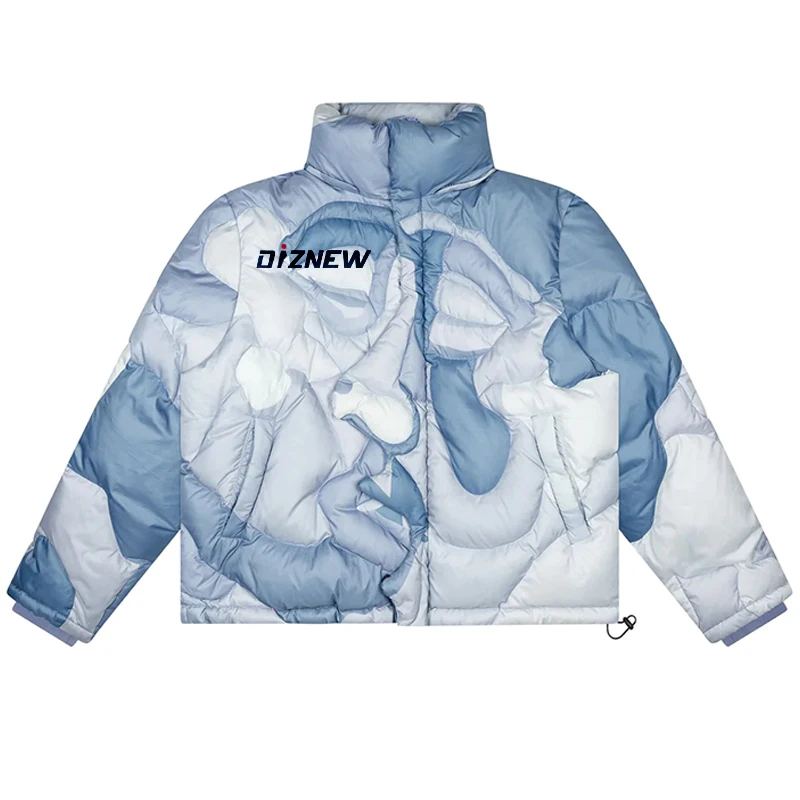 DIZNEW Newly launched  down patchwork streetwear jacket with hoodie luxury brand jacket waterproof  famous for men