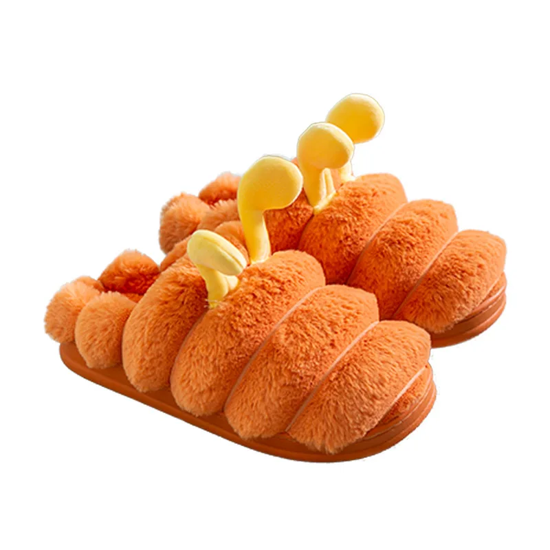 Girl boy cartoon slippers cute plush animal PVC family slippers rabbit fur soft and comfortable cotton slippers