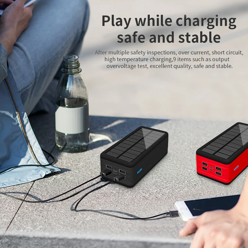 Bank power energy solaire solar power bank chargers 50000 mah power bank with flash light