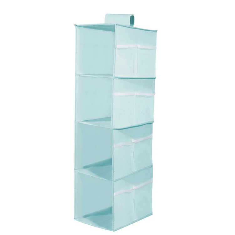 4 Shelves Hanging Closet Organizer Cloth Hanging Shelves for Closet Organizer with Hook and Loops