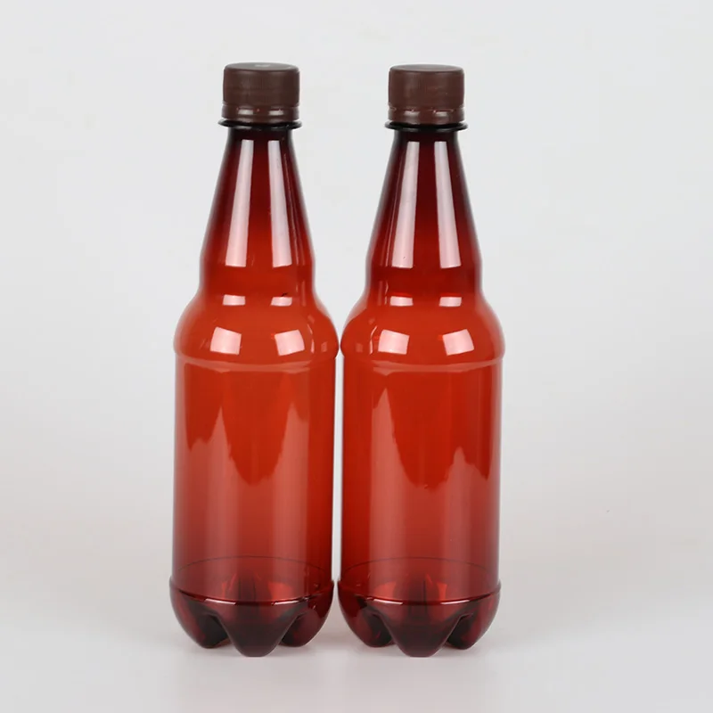 Factory direct sale 500 ml 17 oz brown amber beer beverage juice plastic bottle liquid dispensing bottle with anti-theft cap