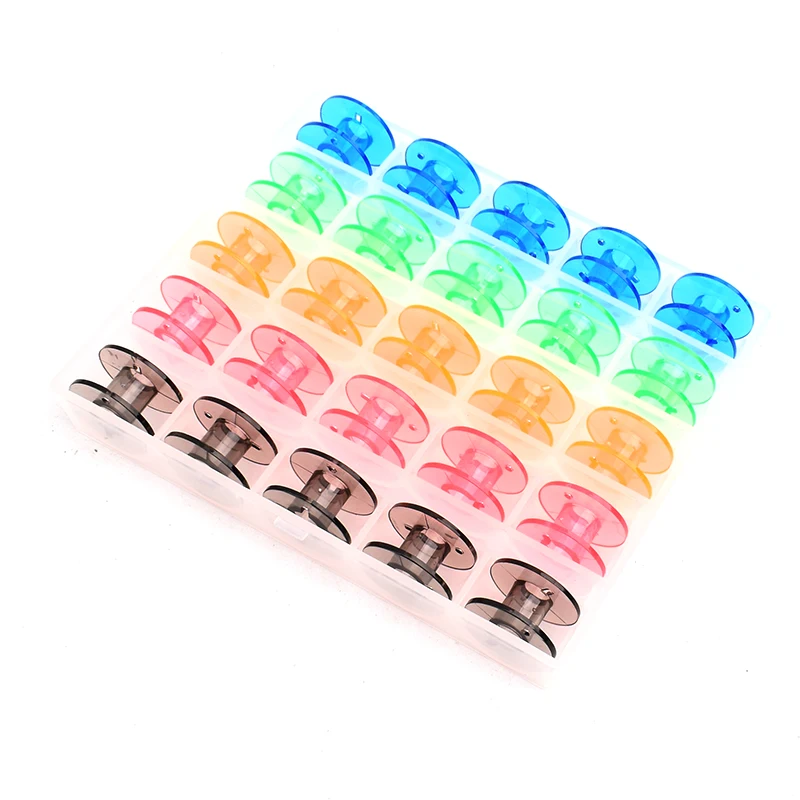 25 Pcs/Box Sewing Machine Spare Parts  Multicolor Plastic Bobbins Household  For Home Machine
