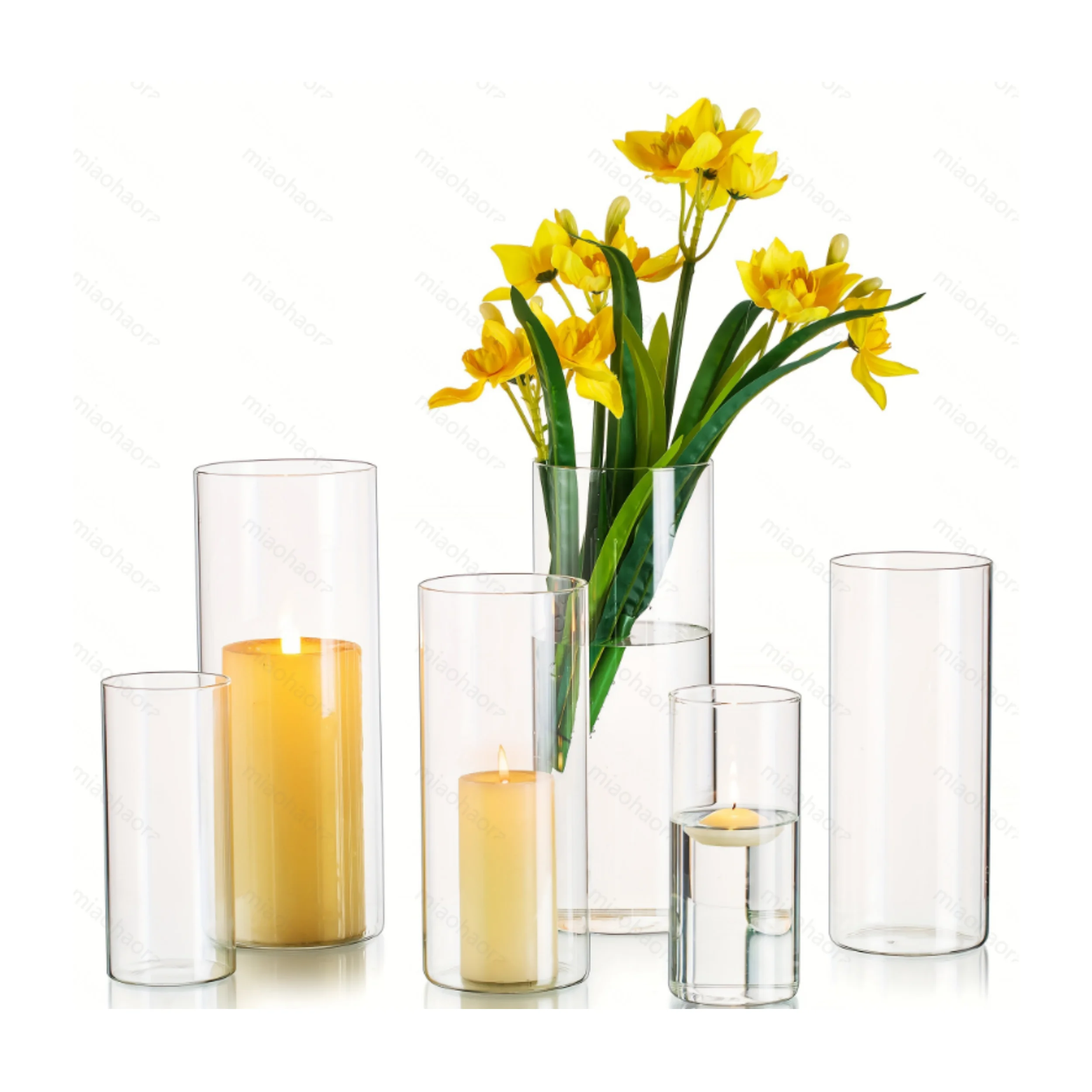 Borosilicate 6-piece glass set Plant flower glass vase Home decoration Borosilicate glass vase set