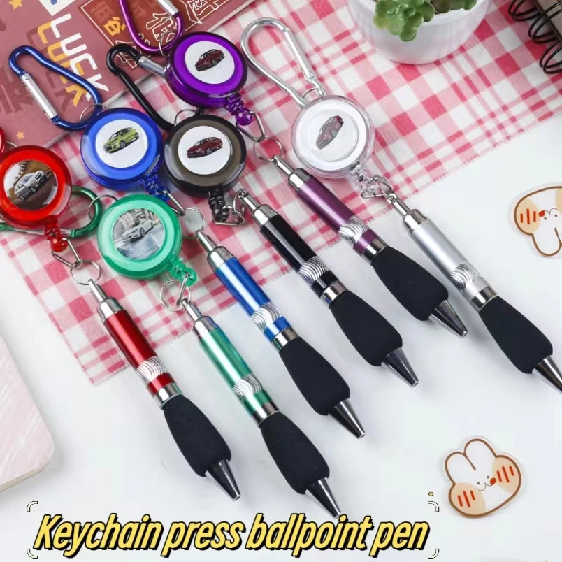 Mini mountaineering buckle telescopic rope press ballpoint pen anti-loss bullet ballpoint pen