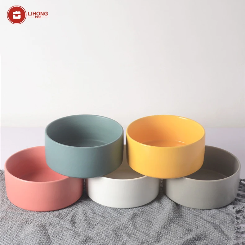 LIHONG Nordic Ceramic Pet Cat Dog Bowl Stand and Dual-purpose Mankind Gourmet Bowl Food Bowls Rice Water
