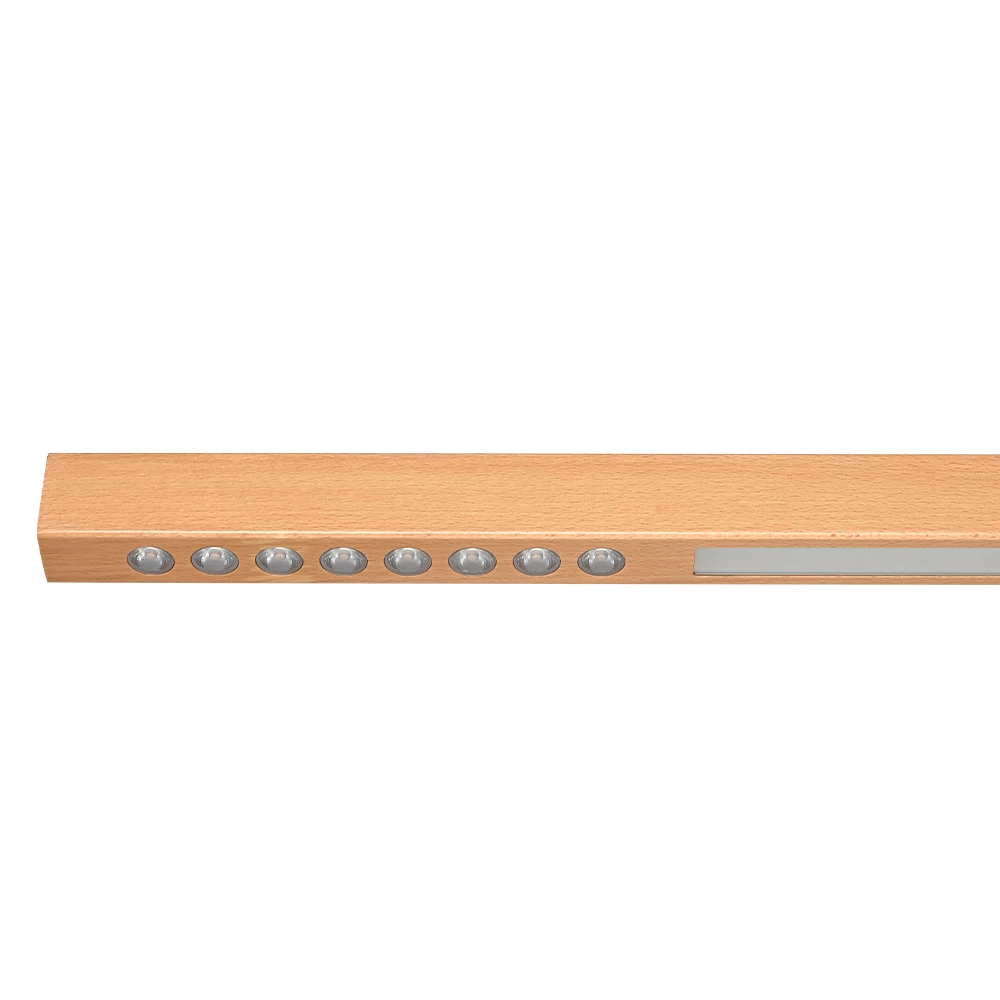 Natural Wood Linear Light Fixture Dining Ceiling Lamp Wooden Hanging Lights for Kitchen CE SAA CRM Certification