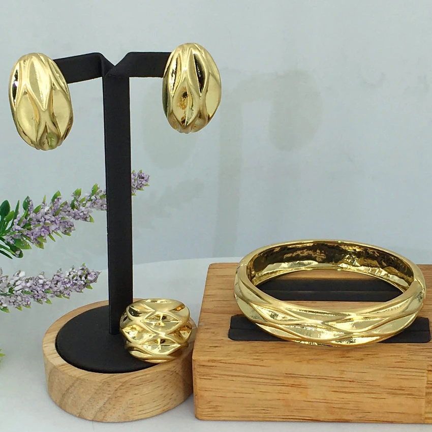 Yuminglai Russian Elegant Classic Design Trendy 3pcs Luxury China Jewelry Sets Earrings Bracelet & Ring Set FHK12504