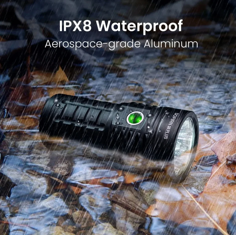 Sofirn 16000lm  Q8 plus Long Throwing Outdoor Strong Rechargeable LED Flashlight Waterproof Tactical Light with Power Bank Funct