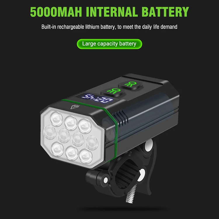 Boruit Smart Usb Rechargeable Waterproof Mountain Front Bicycle Lights For Bicycle Sale With LED Power Display