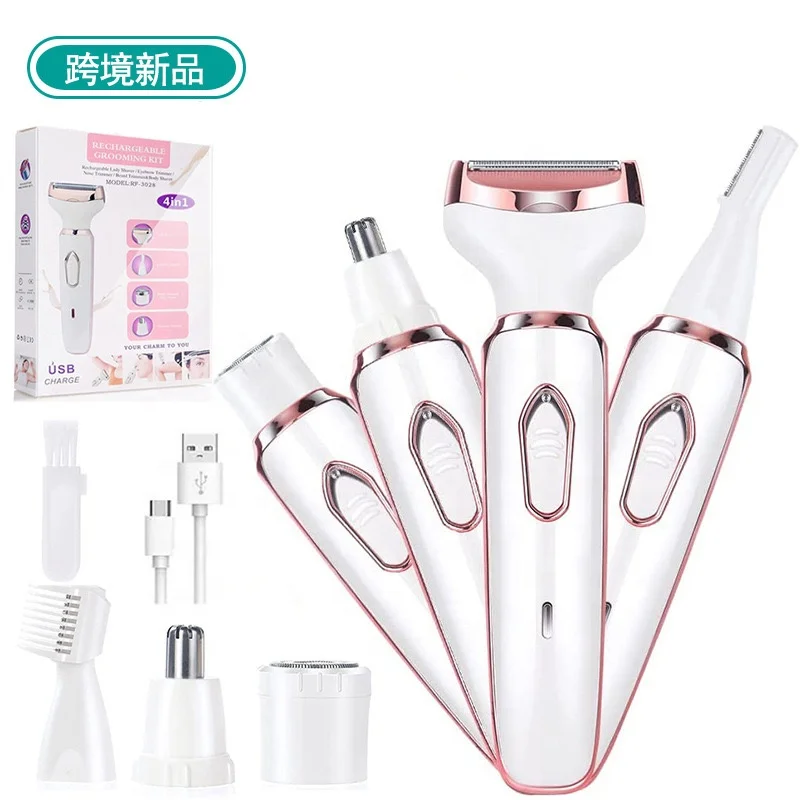 Epilator Eyebrow Trimmer Portable Bikini Trimmer Shaver Pubic Hair Wet & Dry Cordless  4 in 1 Womens for Lady Hair Shaving