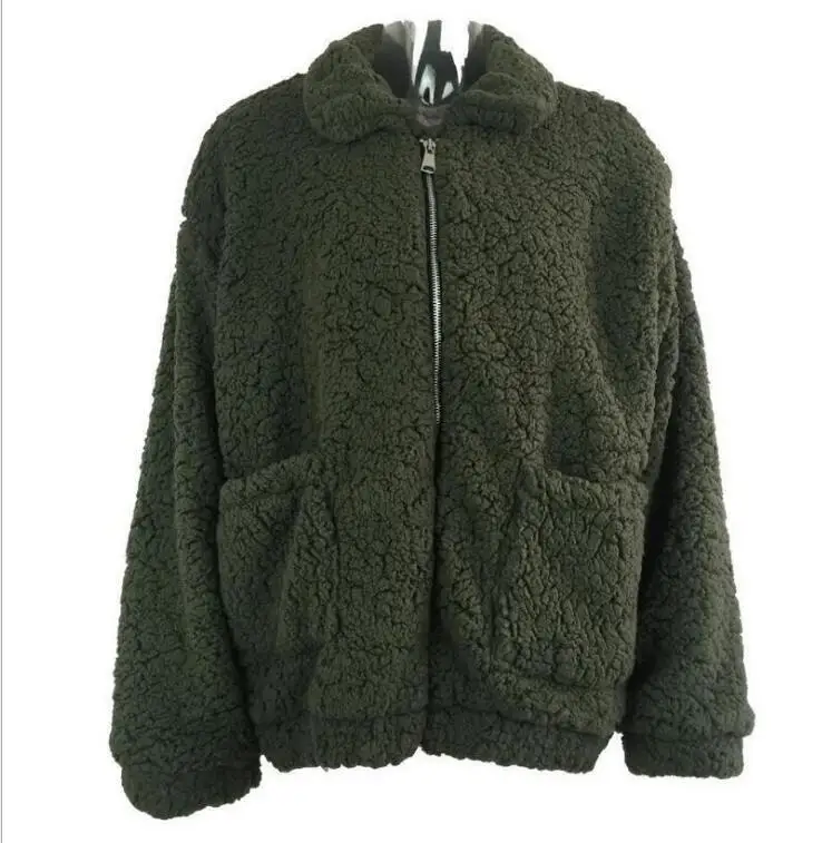 Plush Coat with Casual Long Sleeve Collar Faux Fur Coat Fuzzy Soft Women Fur