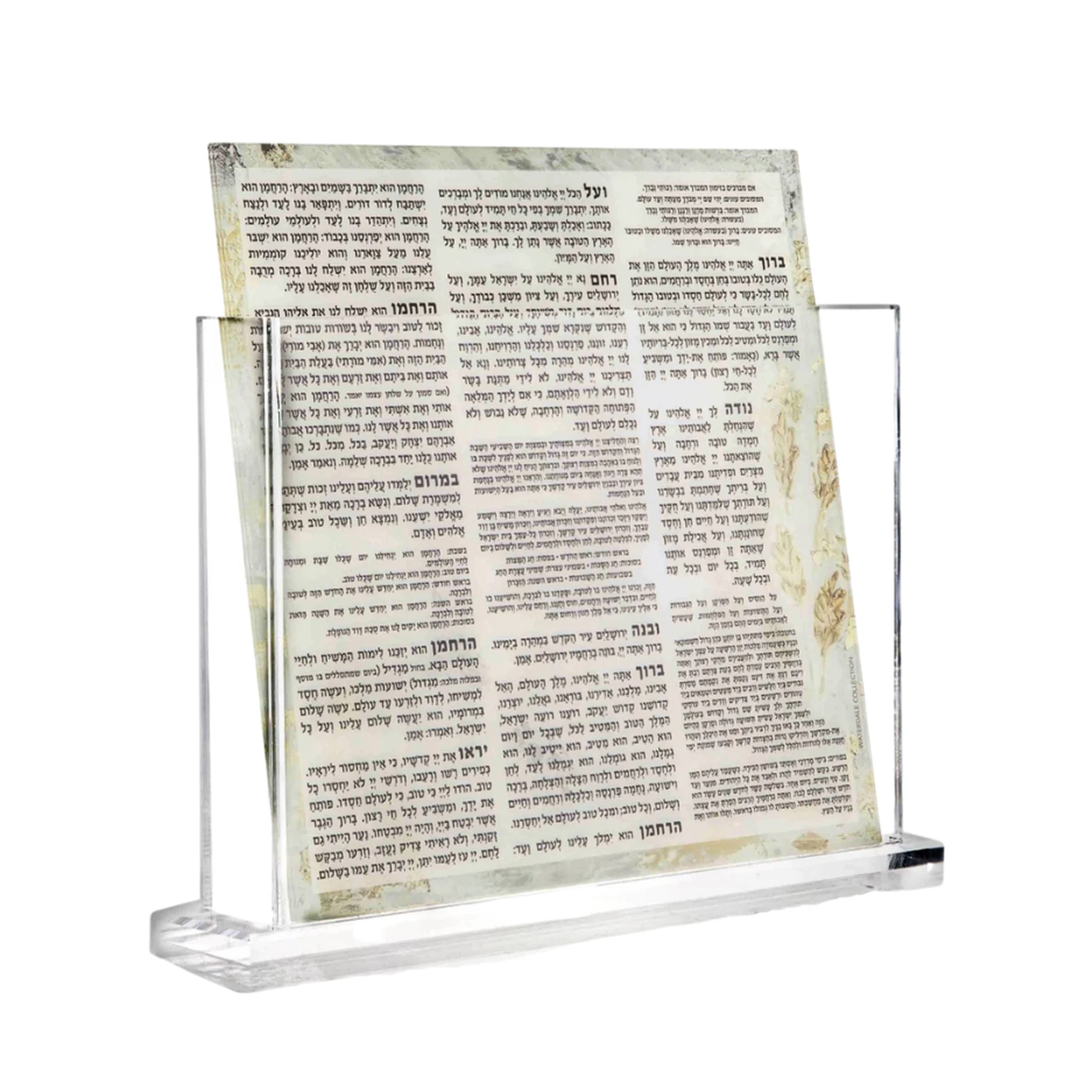 Круглая люцитовая скамья Judaica с 8 упаковками Birkat Hamazon благословляющая открытка акриловым держателем