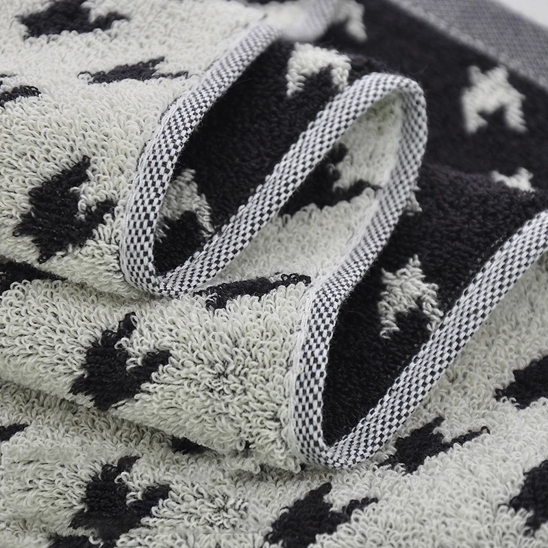 Wholesale  100% Genuine Cotton Checkerboard Houndstooth Hotel Spa Bath Towel Hypoallergenic Adults Children White Hand Towel