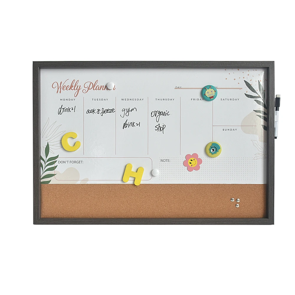 
printed whiteboard monthy planner week planner calendar customized design OEM wood frame planner board for home and office use 