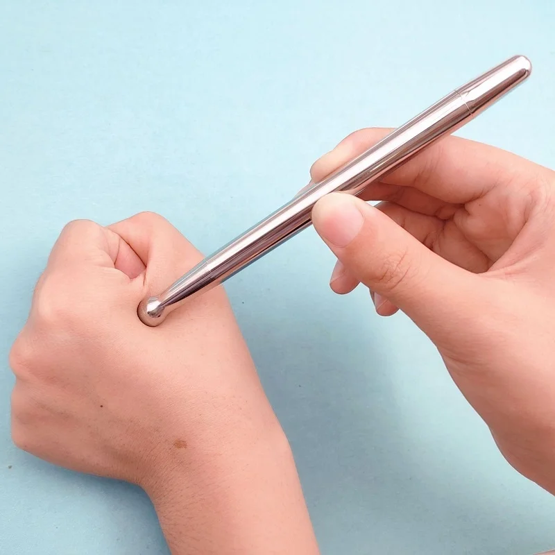 Custom Logo Anti Aging Acupoint Massager Stainless Steel Gua Sha Scraper Metal Face Eye Meridian Pen