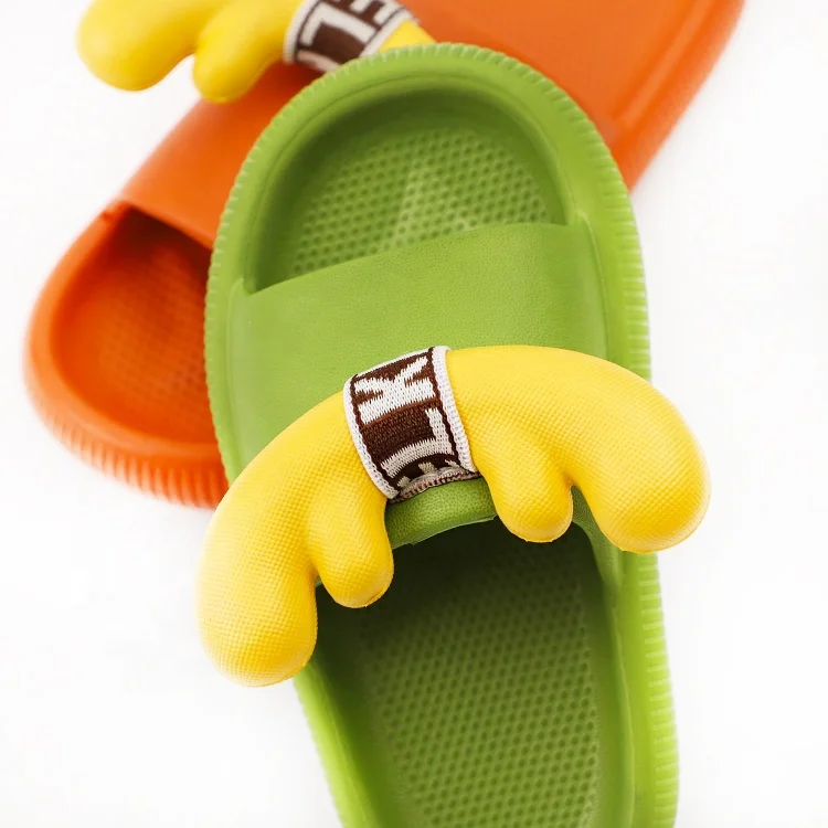 
summer new arrival 3D print solid anti skid non-slip solid colour kids flip flop slippers 