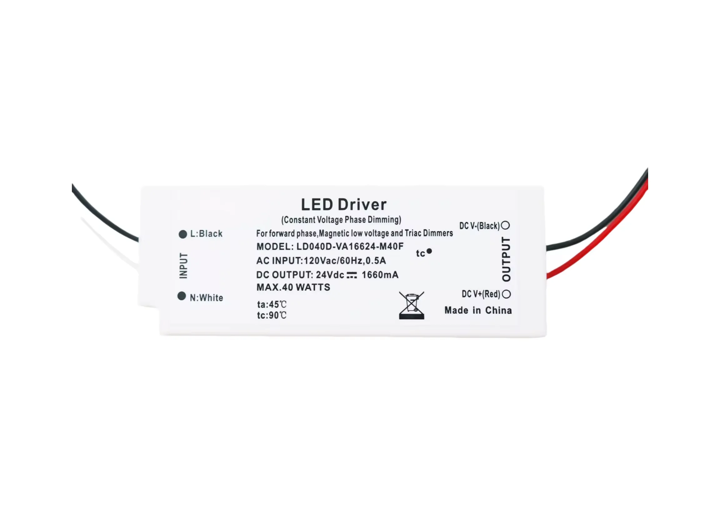 24V 100-1660mA 40W Constant Voltage UL CUL led driver Triac Dimmable led driver led power supply led driver