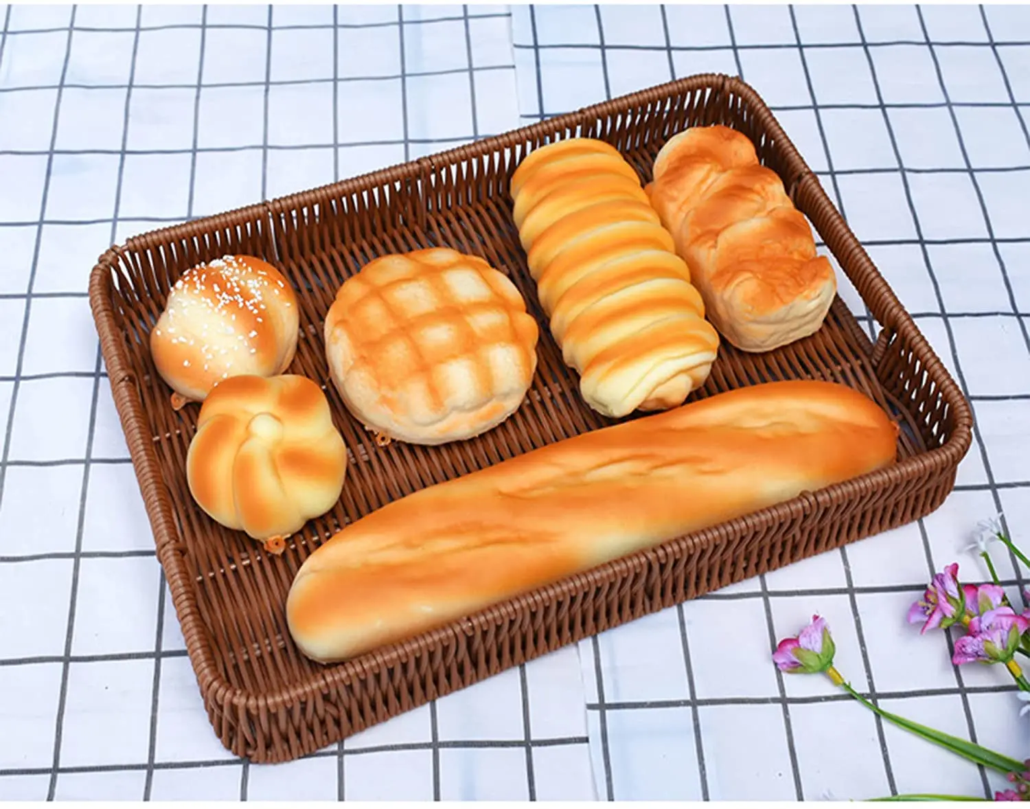Handmade Handicraft Eco-Friendly Wicker Willow Storage Baskets Bread Tray PP Plastic Rattan Basket
