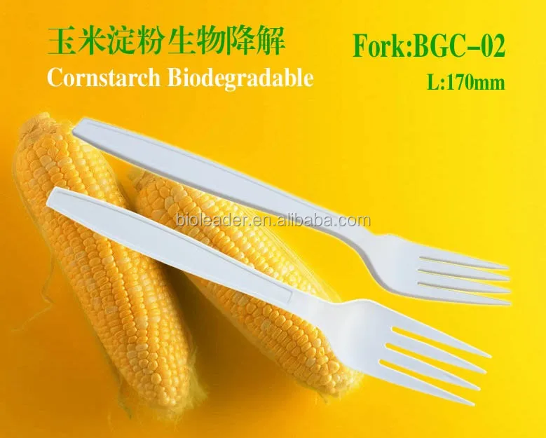 Cornstarch Material cutlery set 100% Biodegradable knife fork and spoon  for dinner