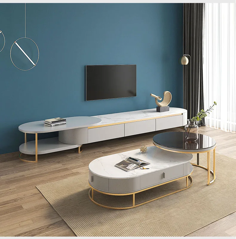 tv stands and coffee table for living room furniture with large storage tv cabinet  rotatable and telescopic