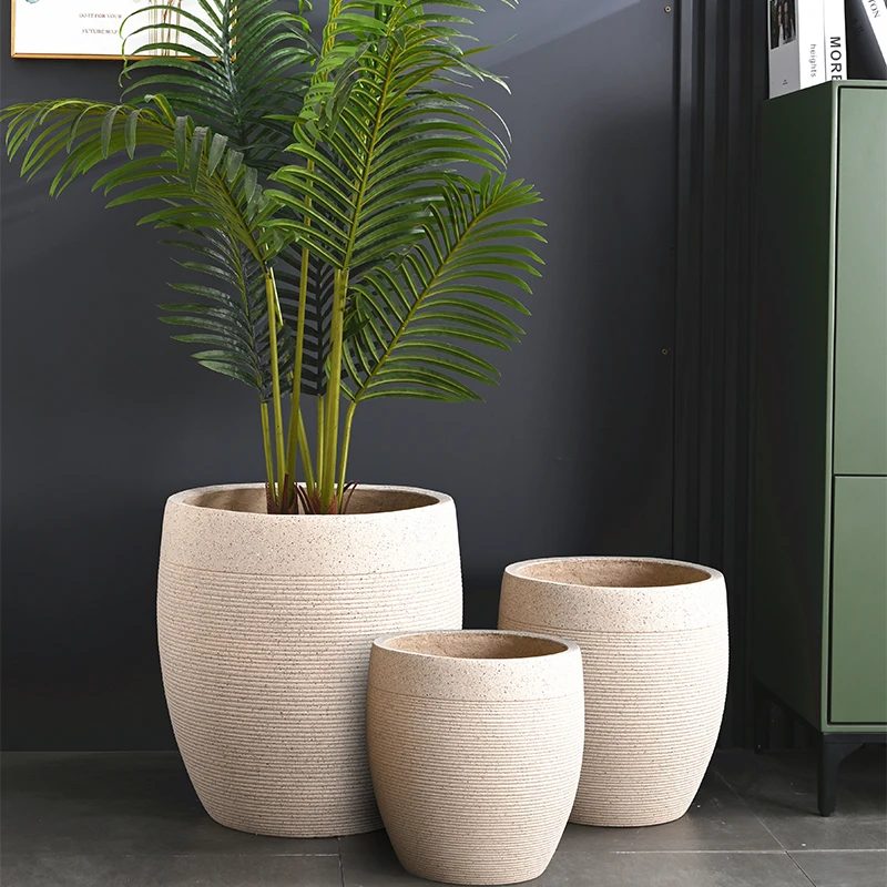Dia 27/34/45cm Large Plant Pots Factory Direct Sales Flower Pots Planters Home Decoration Fiber Clay Garden Pots & Planters