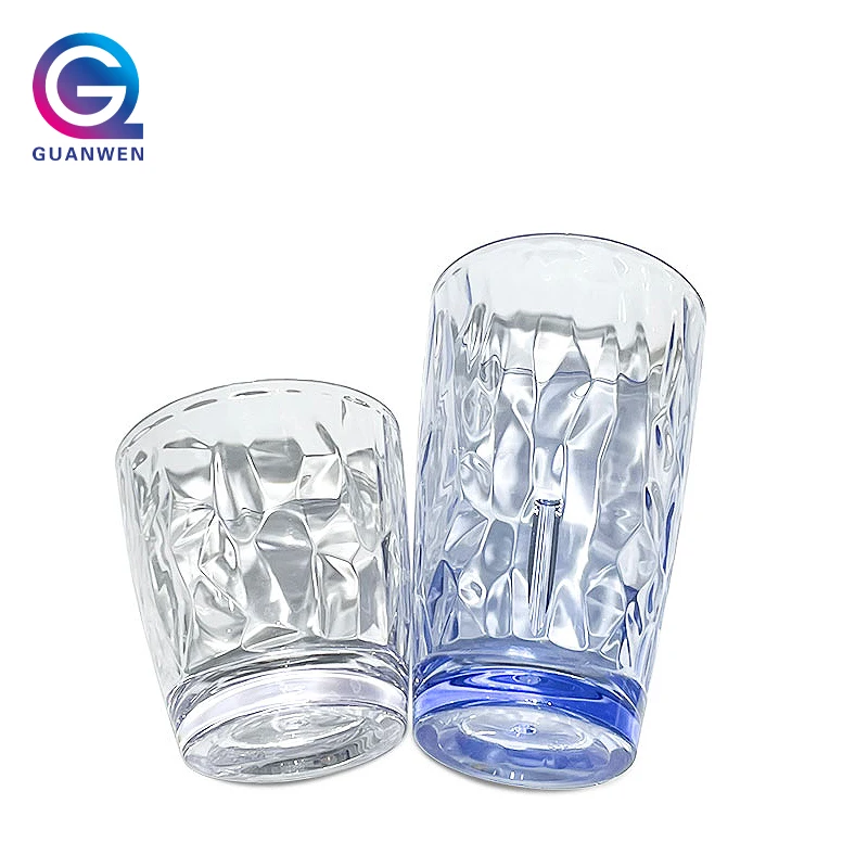 Plastic Polycarbonate PC Custom LOGO Frosted Clear Unbreakable Beer Juice Drinks Tumbler Water Glass Tea Cup for Restaurant