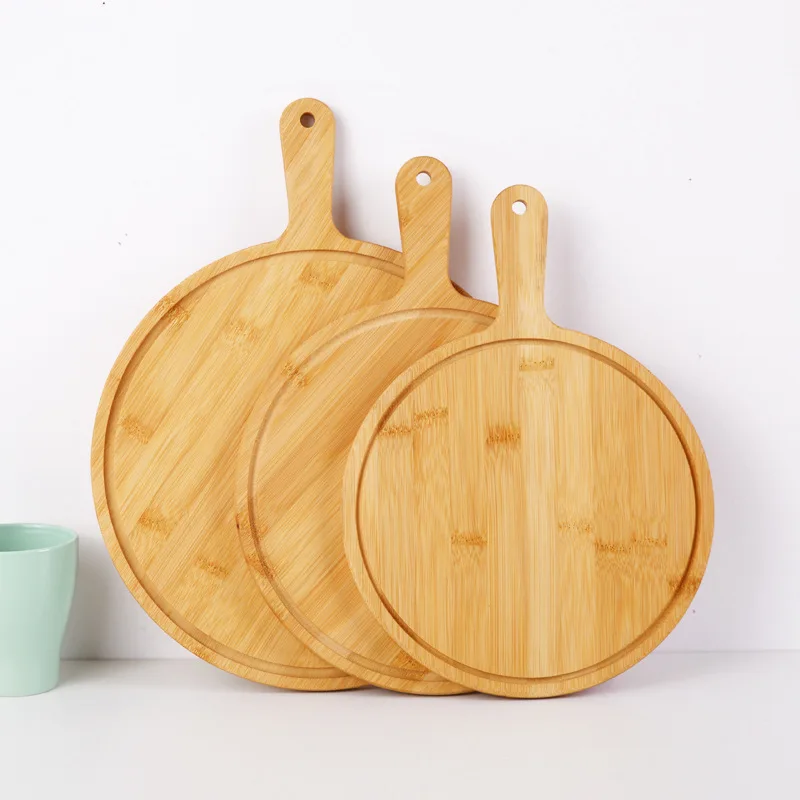 Handle Baking Pizza Bread Cutting Fruit Vegetables Cheese Pizza Peel Premium Bamboo Pizza Spatula Paddle Cutting Board