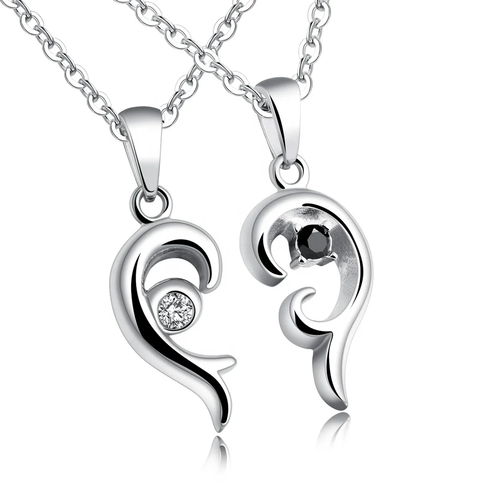 Most Popular CZ Couple Broken Heart Teething Necklace Amber Biwa Pearl Mala Necklace