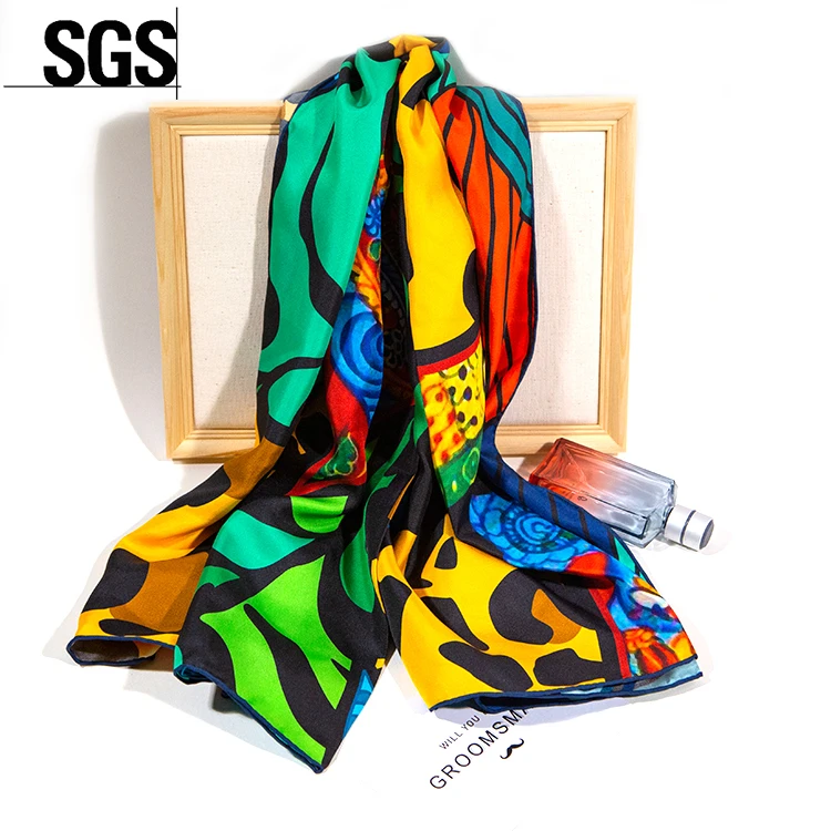 
 Шелковые шарфы для головы, дизайнерские шелковые шарфы из сатина, шелковые шарфы Syal  