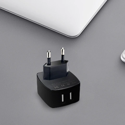 EU UK US Plug Micro Wall Charger Mobile Phone Charger with Dual USB Ports